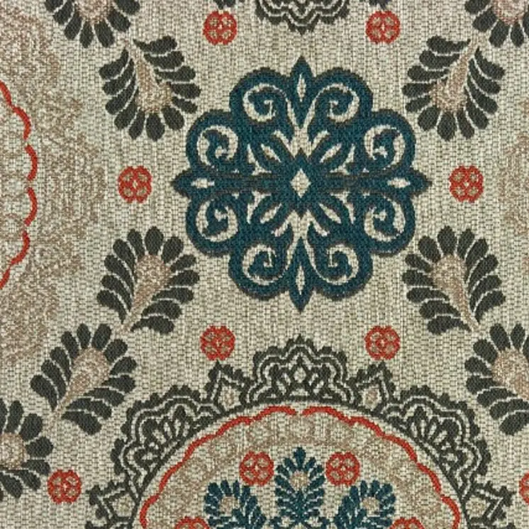 8' X 10' Blue And Gray Damask Indoor Outdoor Area Rug