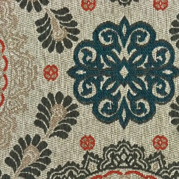 10' X 13' Blue And Gray Damask Indoor Outdoor Area Rug