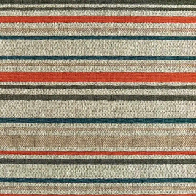 7' X 9' Blue And Gray Striped Indoor Outdoor Area Rug