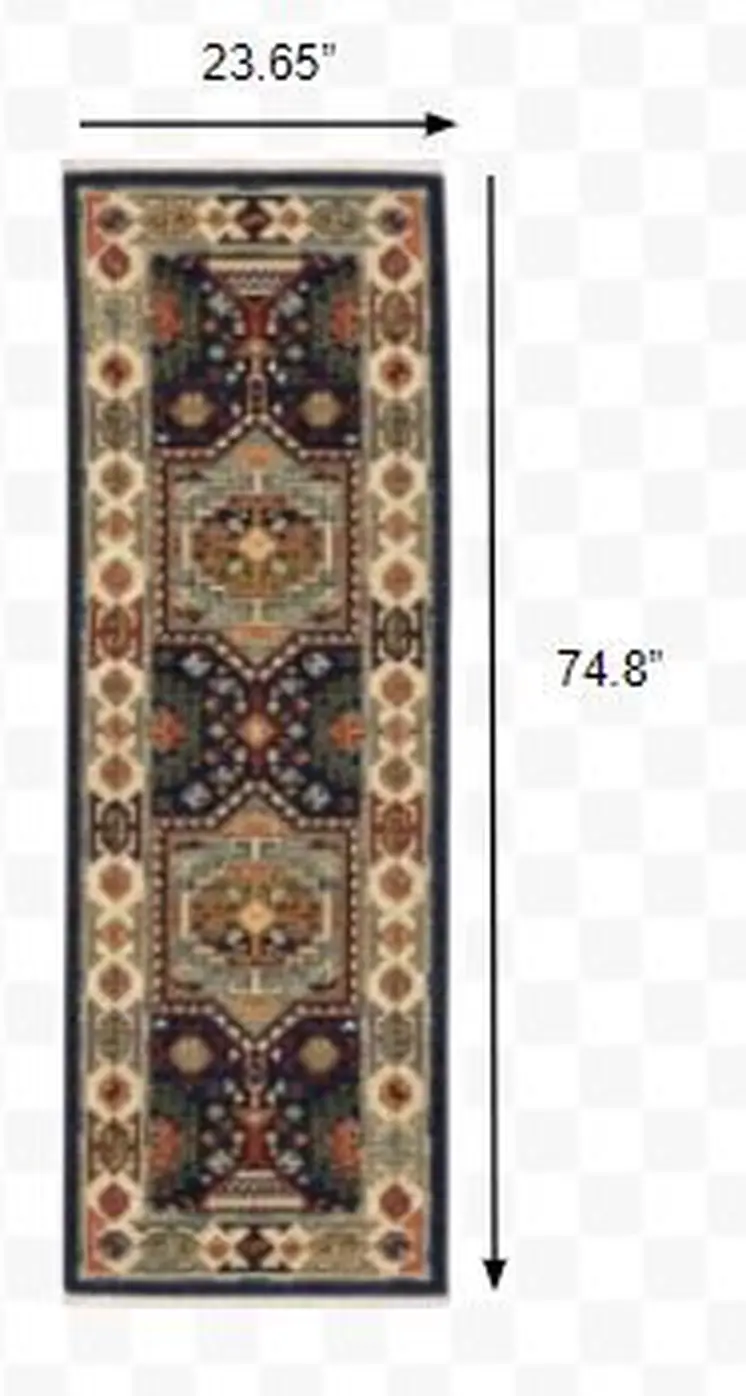 6' Blue And Ivory Wool Handmade Runner Rug