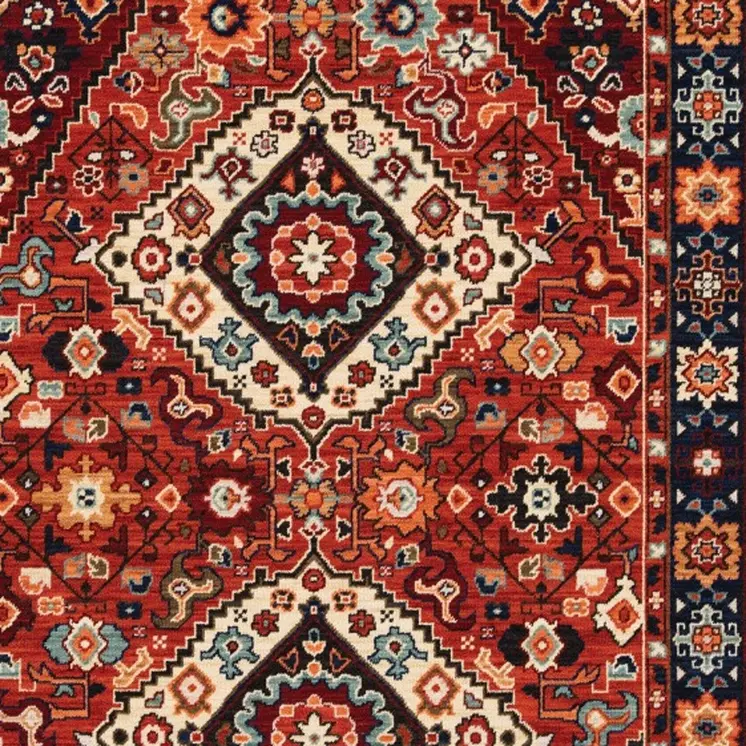 3' X 5' Red And Blue Oriental Area Rug