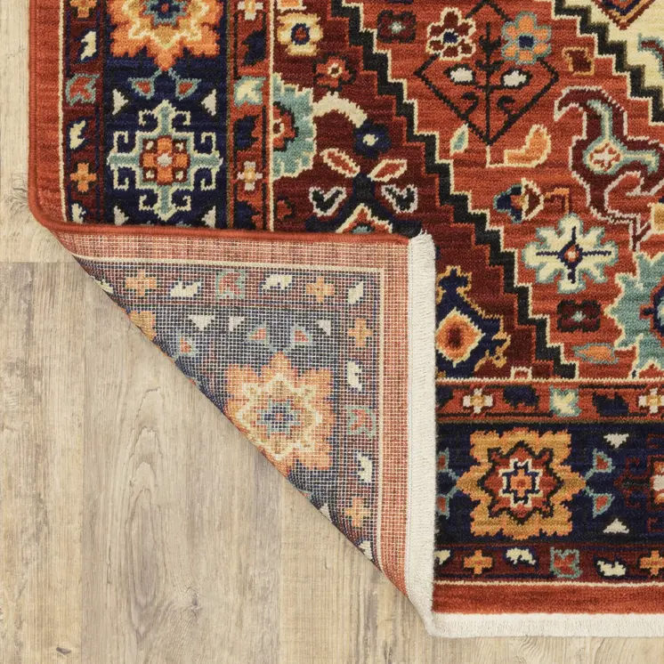 5' X 8' Red And Blue Oriental Area Rug