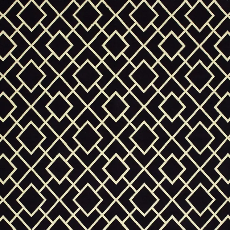 10' X 13' Black And Ivory Diamond Area Rug