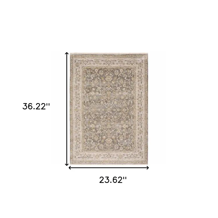 2' X 3' Beige And Ivory Area Rug
