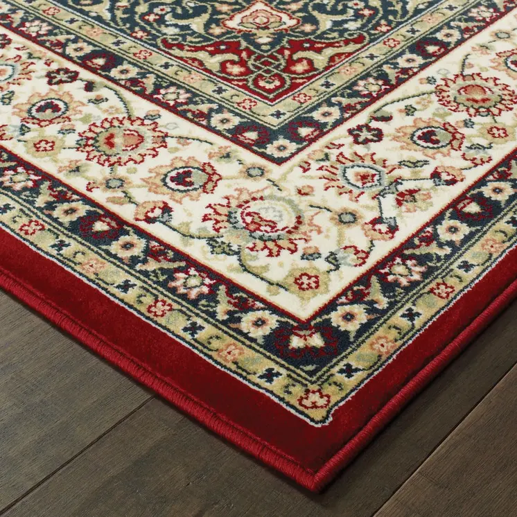 2' X 3' Red And Ivory Area Rug