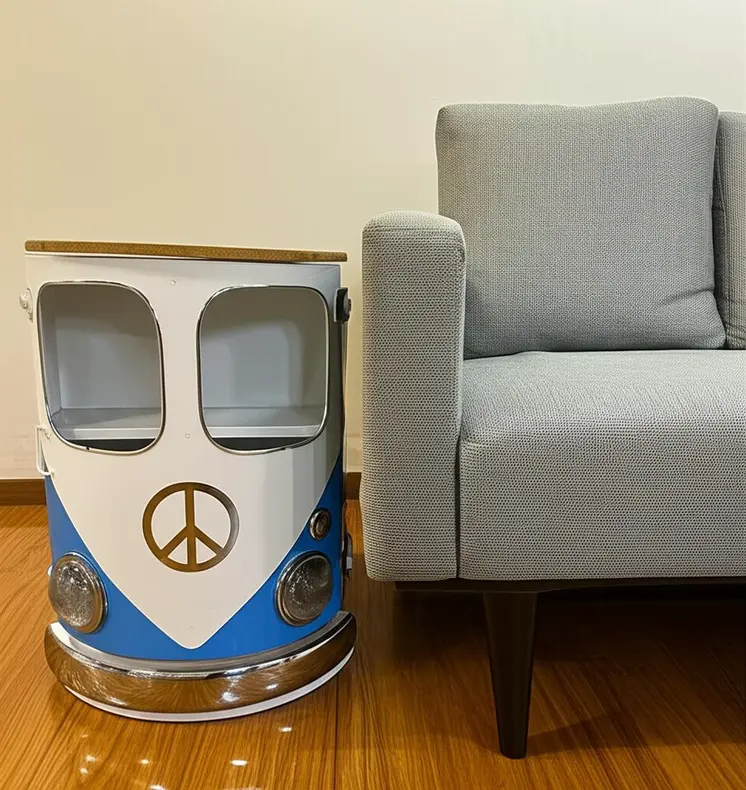 Peace Out Blue Retro Nightstand