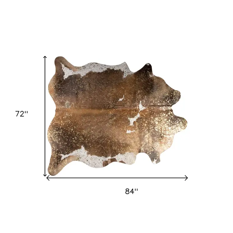 6' X 7' Brown And White Cowhide Area Rug