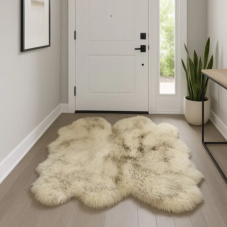 3' X 5' Brown Ombre Natural Sheepskin Area Rug