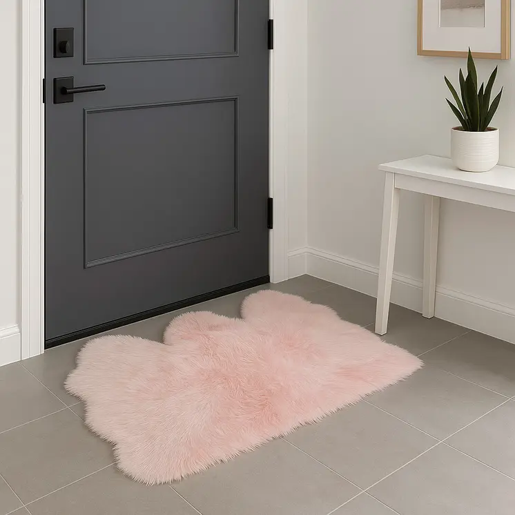 3' X 5' Pink Natural Sheepskin Area Rug