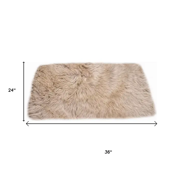 2' X 3' Taupe Sheepskin Area Rug