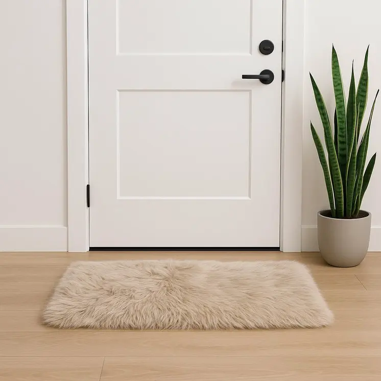 2' X 3' Taupe Sheepskin Area Rug
