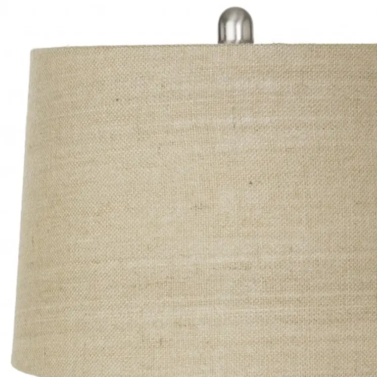 Set of Two 28" Light Blue And Silver Glass And Metal Coastal Table Lamps