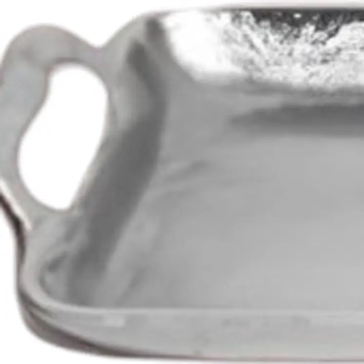 36" Silver Stainless Steel Serving Tray With Handles