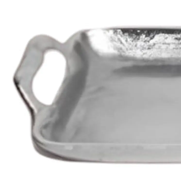 36" Silver Stainless Steel Serving Tray With Handles