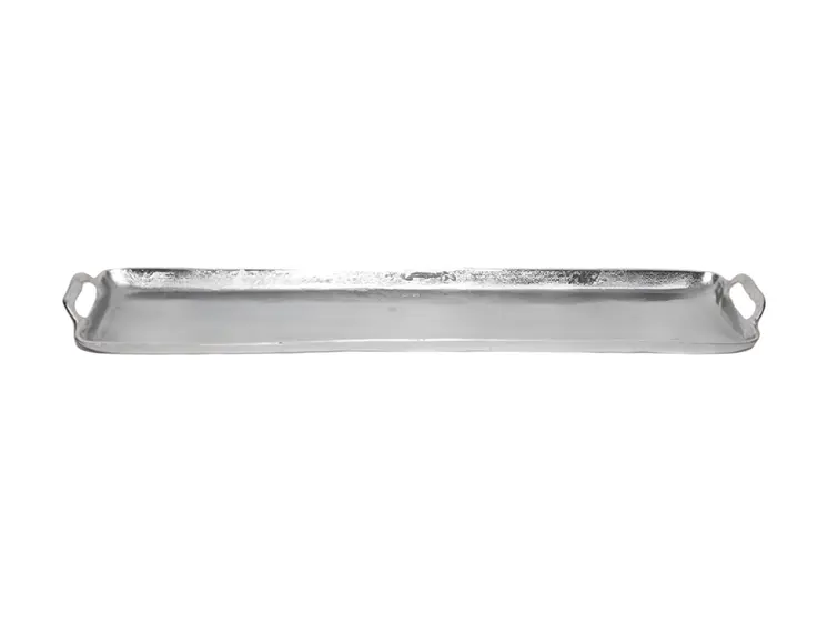 36" Silver Stainless Steel Serving Tray With Handles