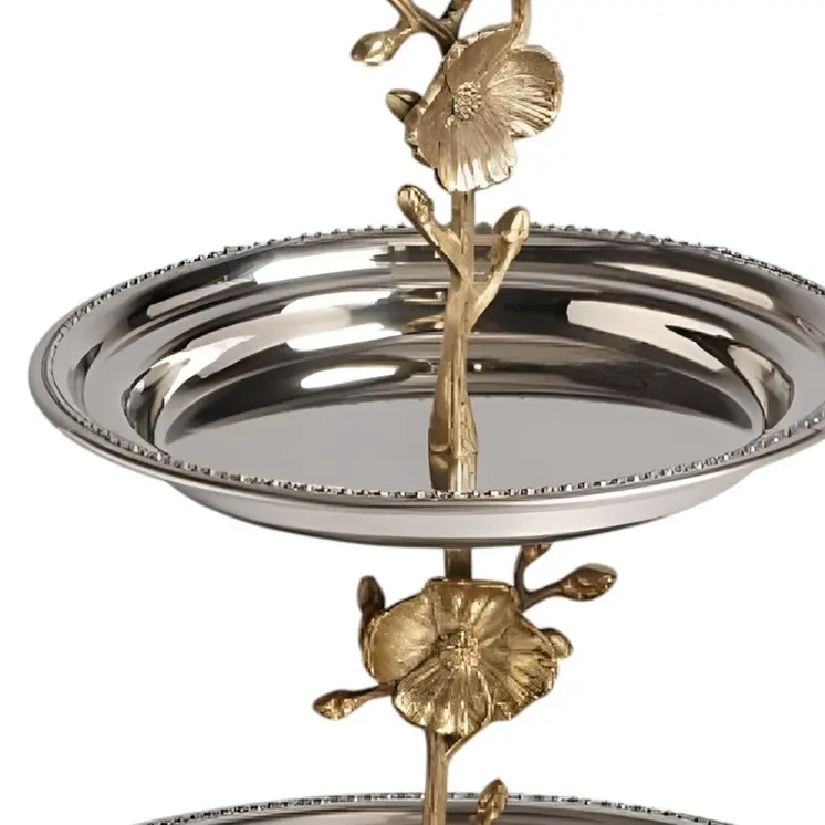 10" Silver Round Stainless Steel Indoor Outdoor Tray With Handles