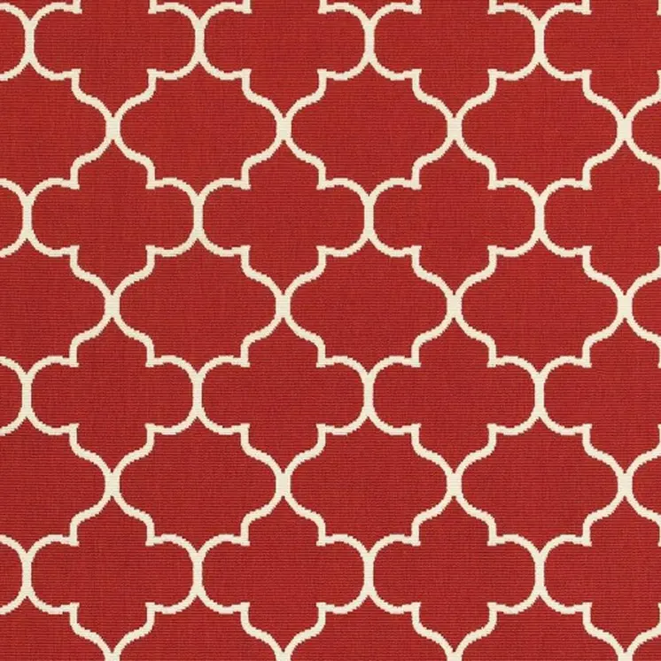 4' X 6' Red And Ivory Indoor Outdoor Area Rug