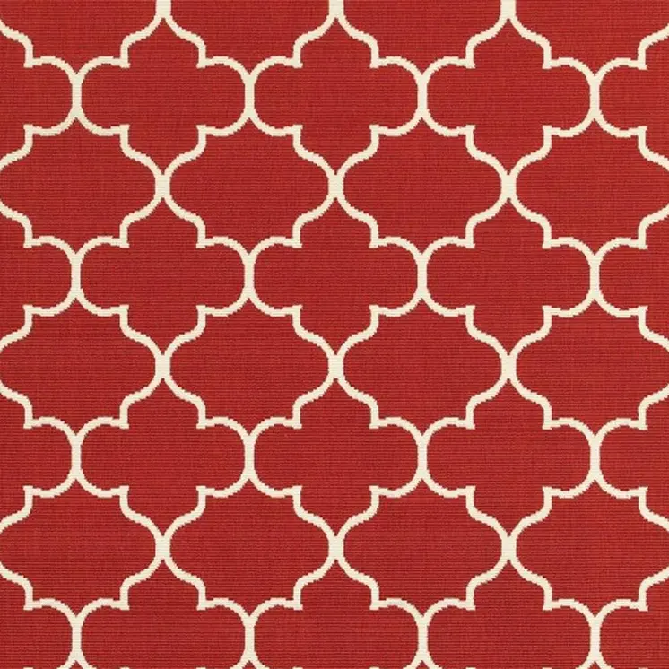 5' X 8' Red And Ivory Indoor Outdoor Area Rug