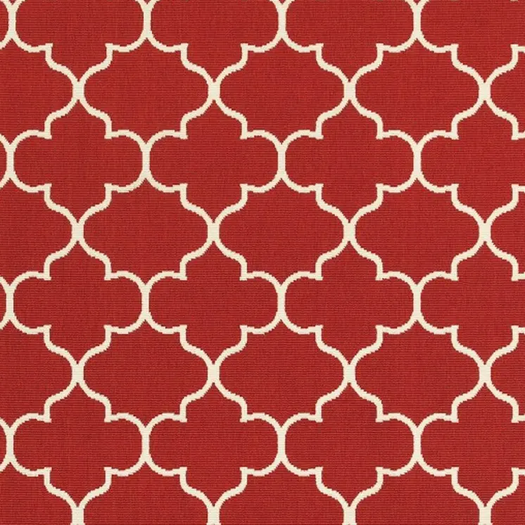 5' X 8' Red And Ivory Indoor Outdoor Area Rug
