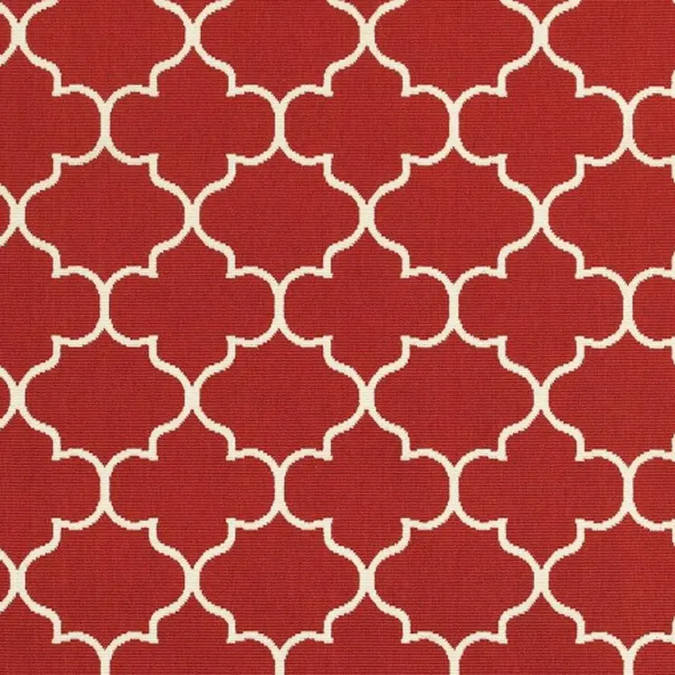 5' X 8' Red And Ivory Indoor Outdoor Area Rug