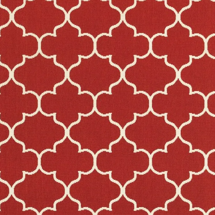 8' X 11' Red And Ivory Indoor Outdoor Area Rug