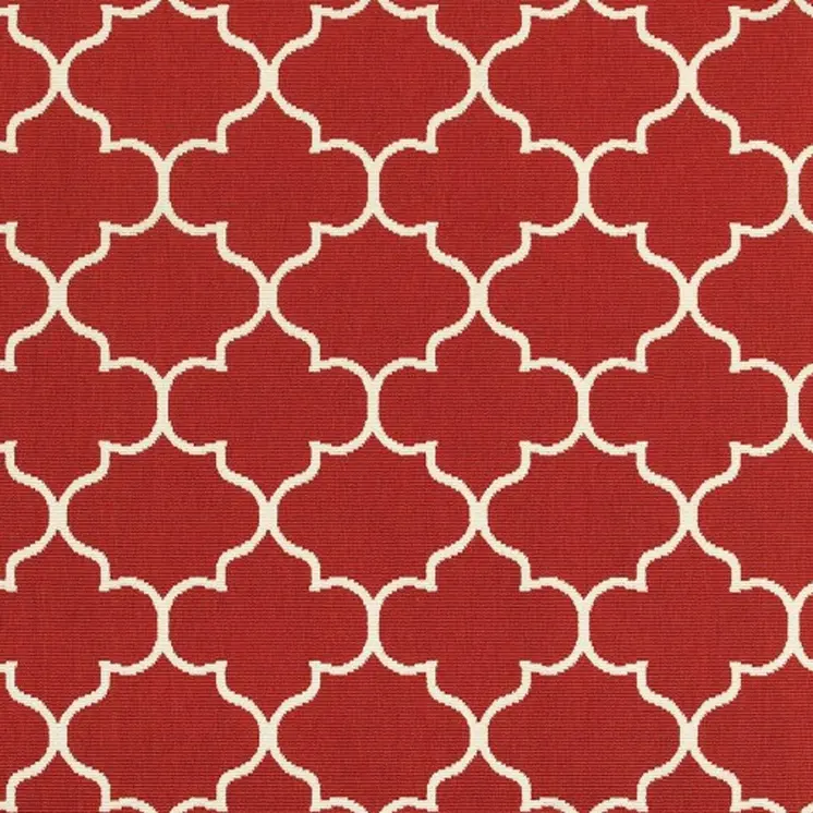 8' X 13' Red And Ivory Indoor Outdoor Area Rug