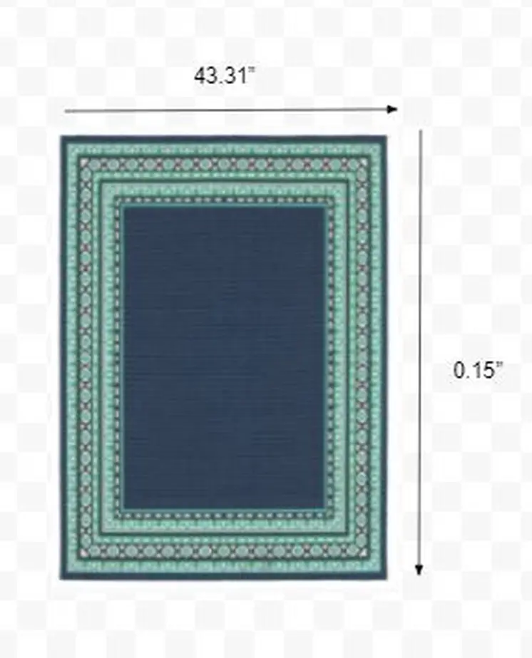 4' X 6' Blue and Green Indoor Outdoor Area Rug