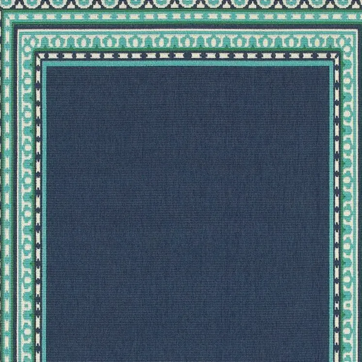8' X 11' Blue and Green Indoor Outdoor Area Rug