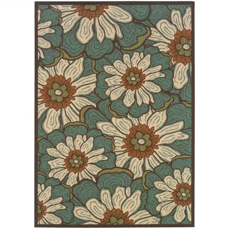 7' X 10' Blue Indoor Outdoor Area Rug