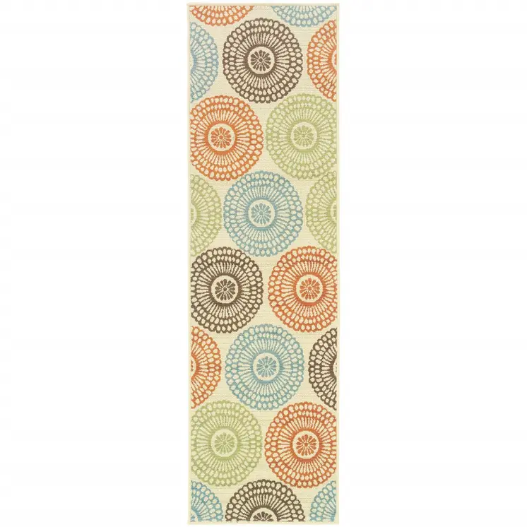 8' Beige Indoor Outdoor Runner Rug