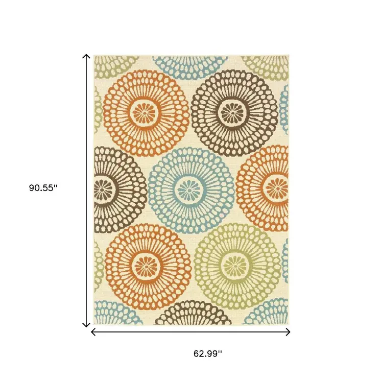 5' X 8' Beige Indoor Outdoor Area Rug