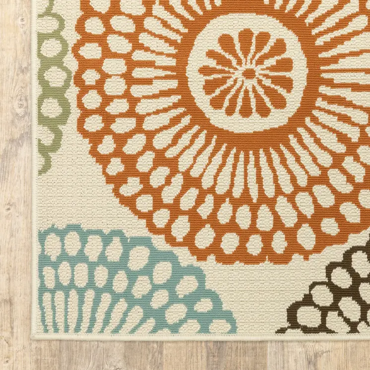 8' X 8' Beige Round Indoor Outdoor Area Rug