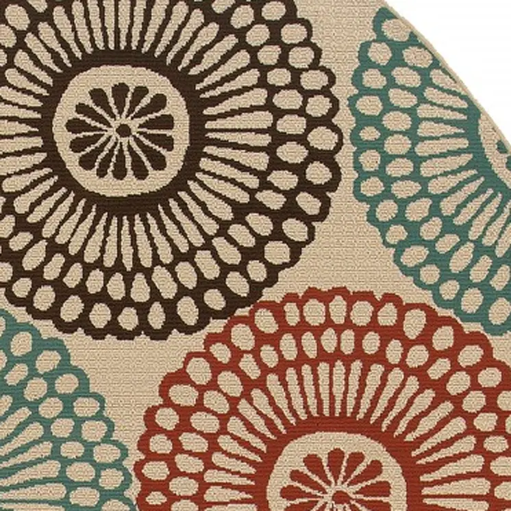 8' X 8' Beige Round Indoor Outdoor Area Rug