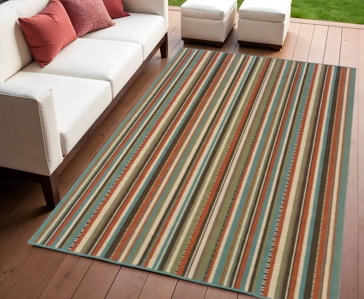 4' X 6' Green Indoor Outdoor Area Rug