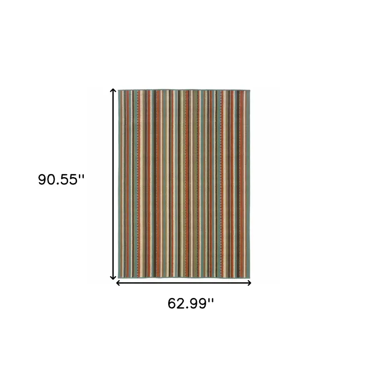 5' X 8' Green Indoor Outdoor Area Rug