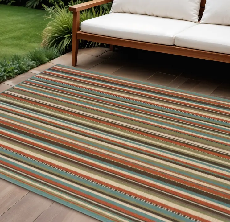 7' X 10' Green Indoor Outdoor Area Rug