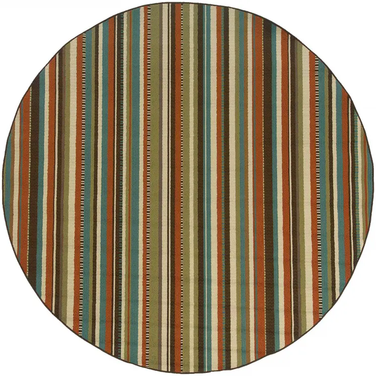 8' X 8' Green Round Indoor Outdoor Area Rug