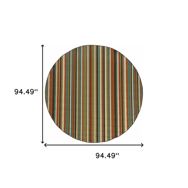 8' X 8' Green Round Indoor Outdoor Area Rug