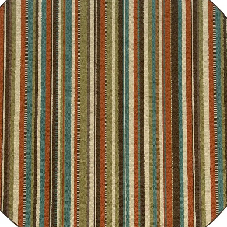 8' X 8' Green Round Indoor Outdoor Area Rug