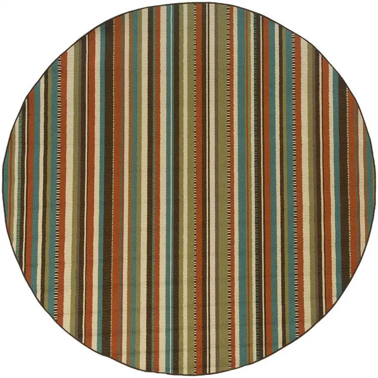 8' X 8' Green Round Indoor Outdoor Area Rug