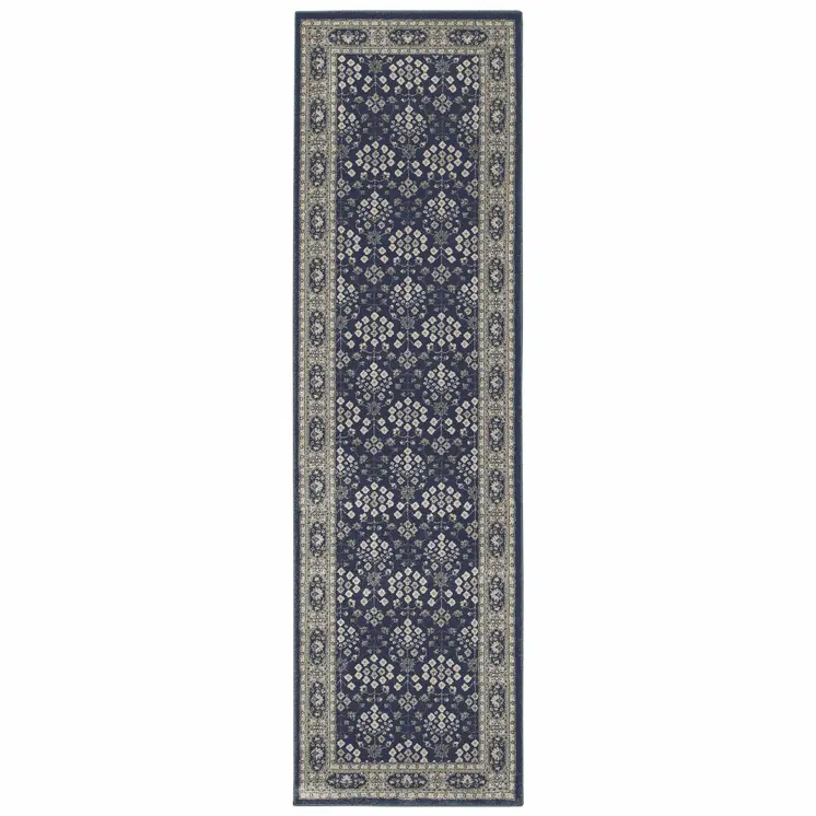 8' Ivory Floral Runner Rug