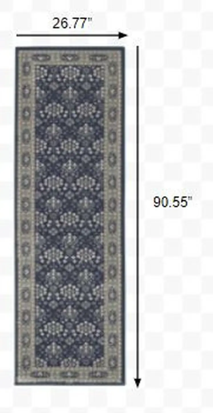 8' Ivory Floral Runner Rug