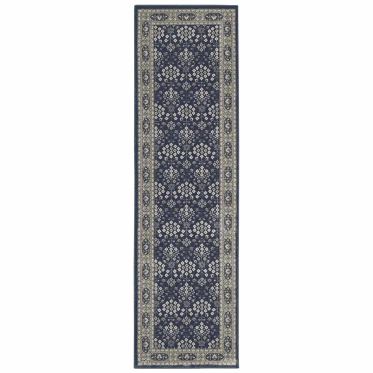 8' Ivory Floral Runner Rug