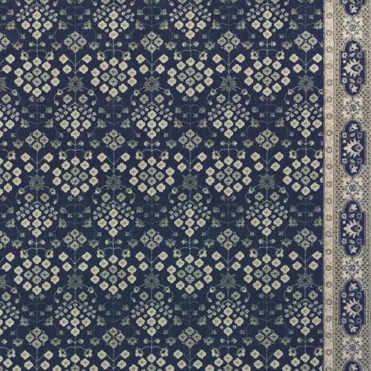 10' X 13' Navy And Gray Floral Ditsy Area Rug
