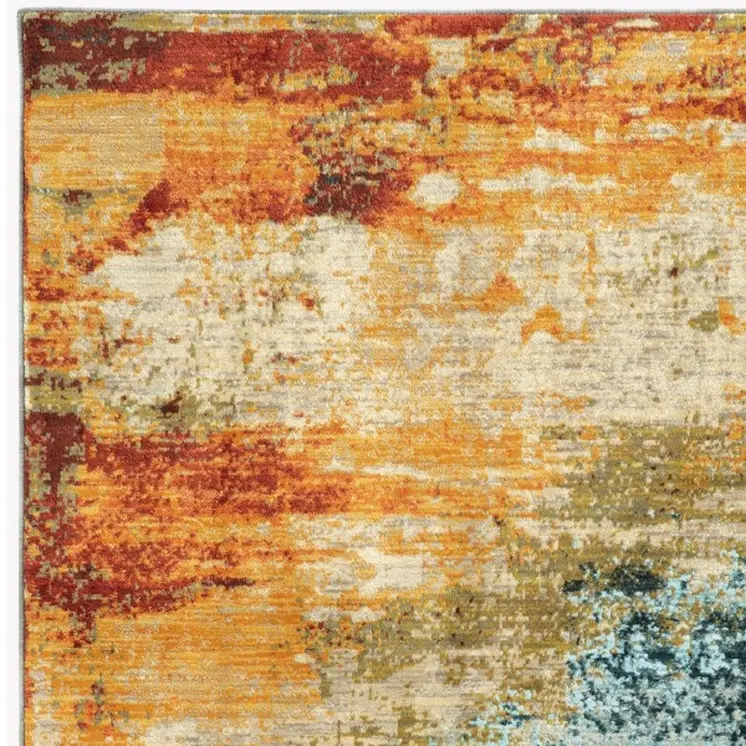 2' X 3' Blue And Orange Area Rug