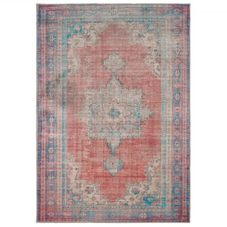 8' X 12' Red And Blue Oriental Area Rug