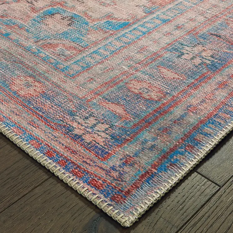 8' X 12' Red And Blue Oriental Area Rug