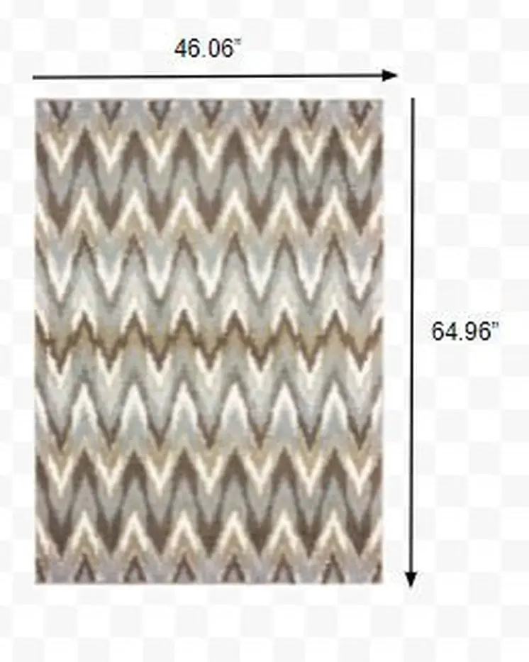 4' X 6' Gray And Taupe Ikat Pattern Area Rug