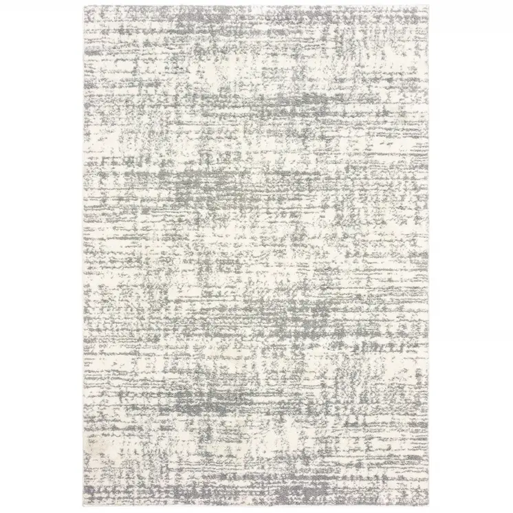 7' X 10' Ivory And Gray Abstract Strokes Area Rug