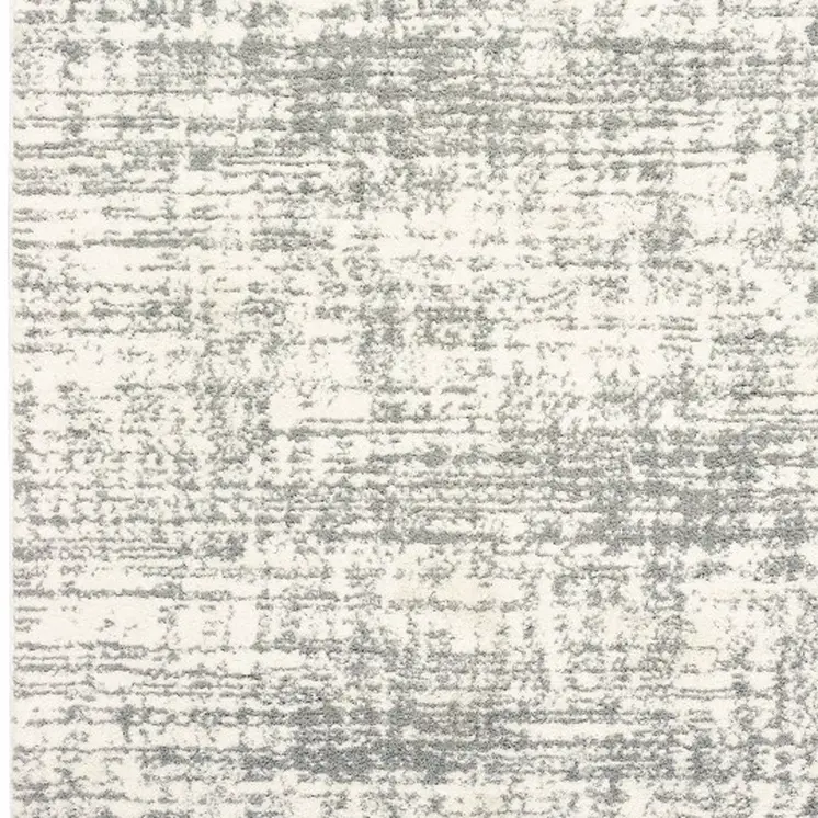 10' X 13' Ivory And Gray Abstract Strokes Area Rug